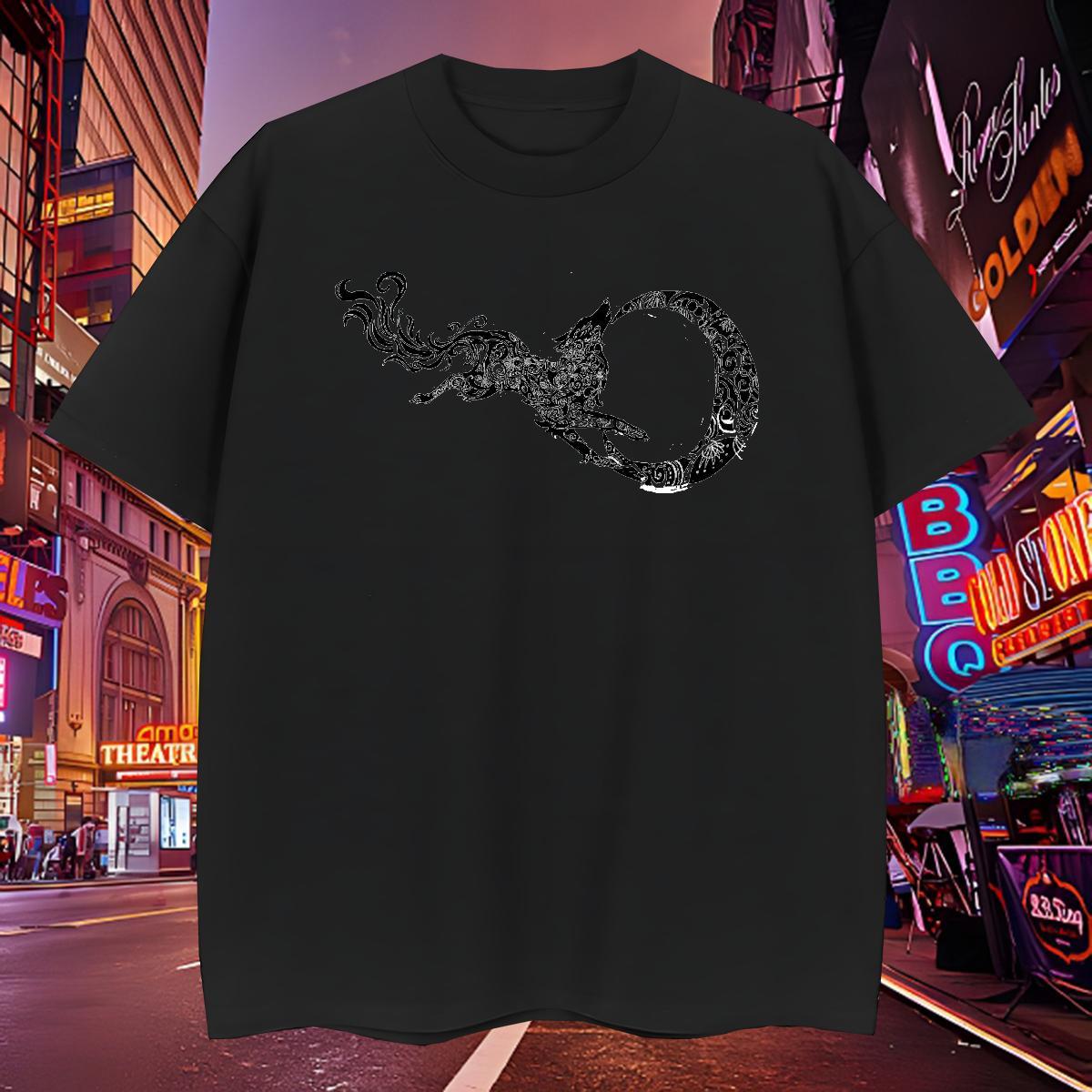 Unisex Men Tees 230g 100% Cotton wolf Man T Shirts Street wear Hip Hop Crew Neck Breathable Custom Print Plus Size Customized Tee Shirt