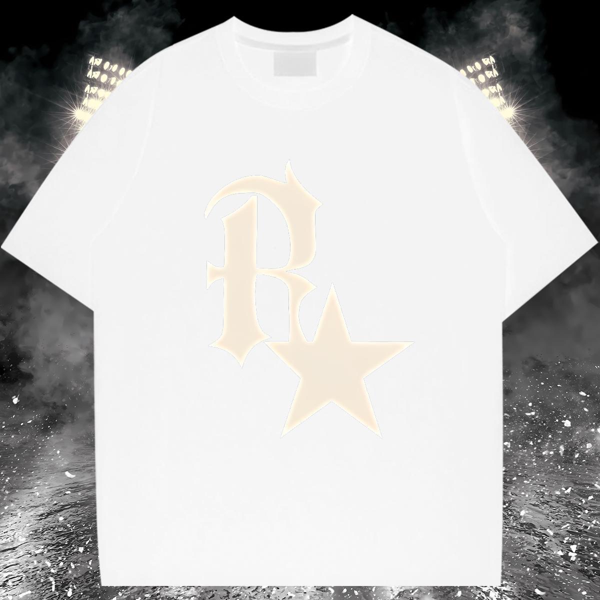 New T Shirts Men letter Tops Shirt 230g Pure Cotton Daily Wear Cool Design Cartoon Print Short Sleeve O-Neck Men Tops Tees