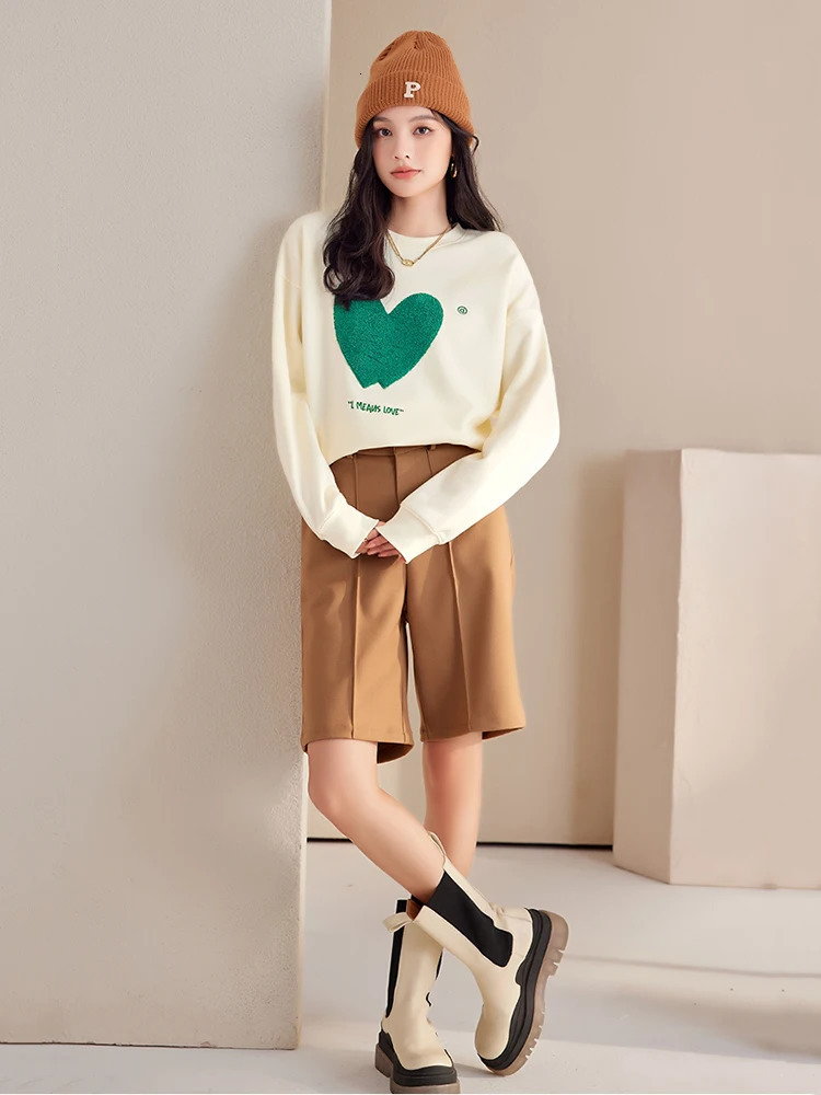 Women Hoodies Autumn Round Neck Long Sleeve Tops Fashionable Casual Versatile Loose Fit Pullover 240806