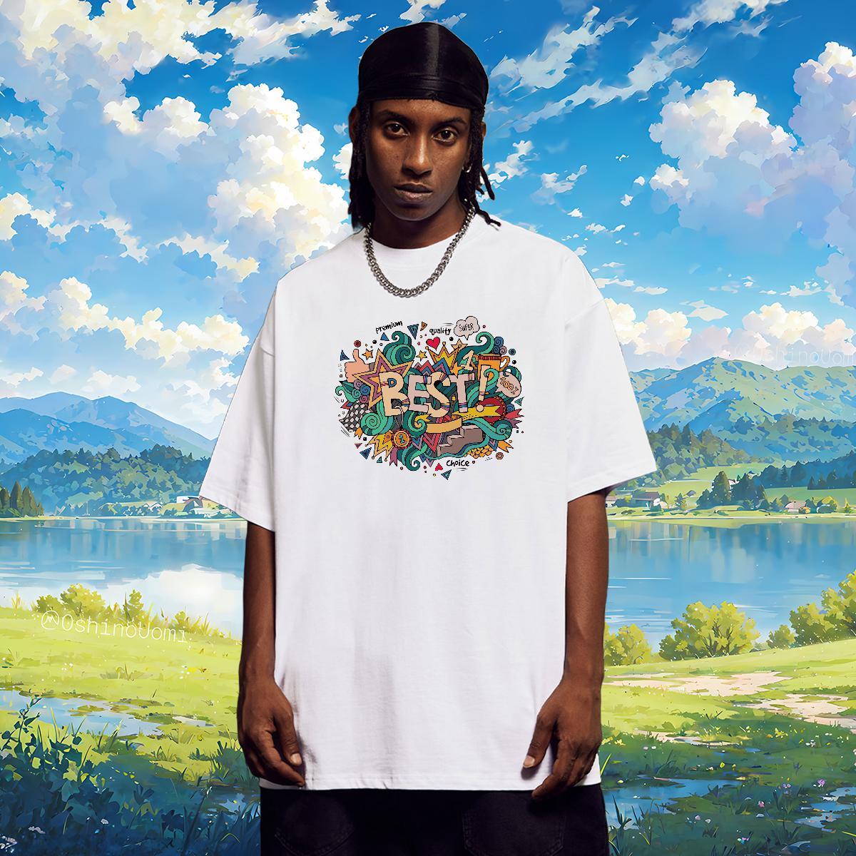 T-Shirts 230g 100% Cotton English Street wear Hip Hop Breathable Short Sleeve Custom Print Oversized Men Tshirts New Designer Cool Tees Shirts