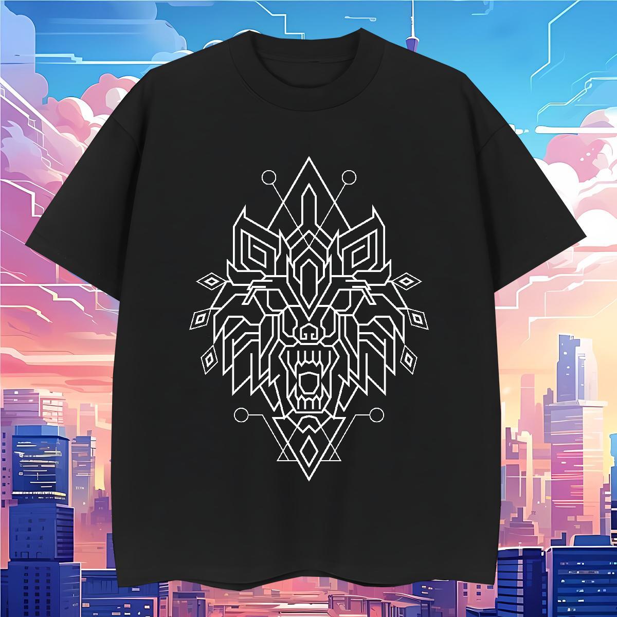 T Shirts Men 230g 100% Cotton Geometric line Street Breathable Short Sleeve Custom Print Oversized Men Clothes T-Shirt Fashion New TOP Quality Tees Sh