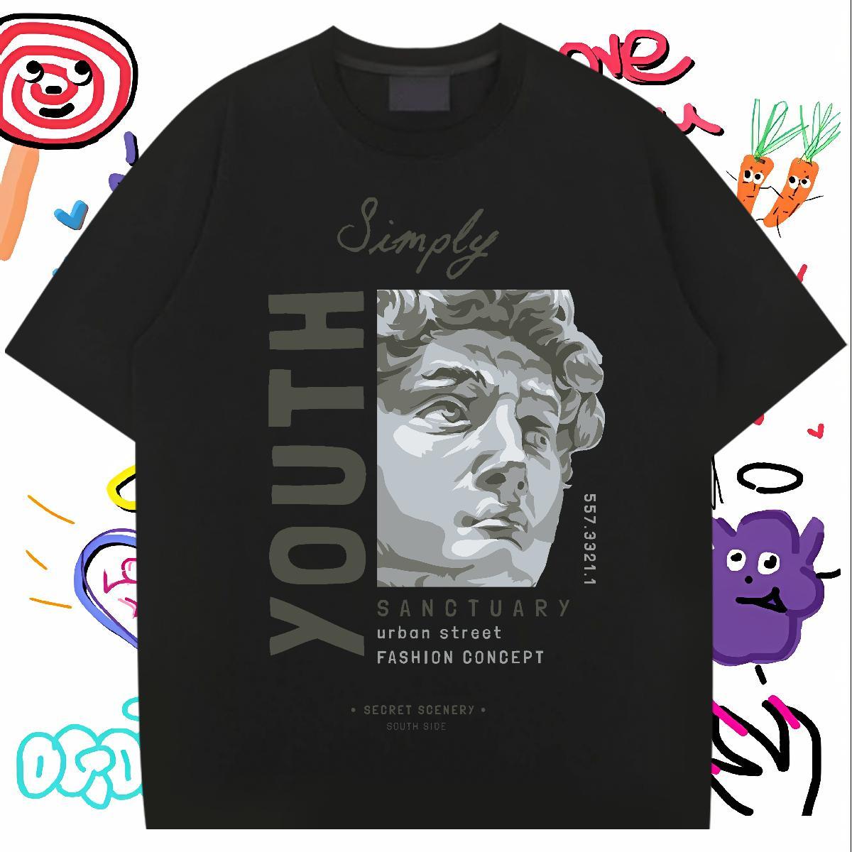 Men T Shirts 230g Cotton Statue of David Street Breathable Short Sleeve Customized Print Couples T Shirts 2024 DIY Wholesale Tshirts