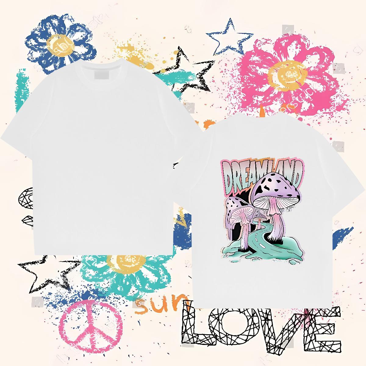 Brand T-Shirts 230g 100% Cotton mushroom Hip Hop Tops Breathable Short Sleeve High Quality Couples T Shirts Oversized 3XL 4XL