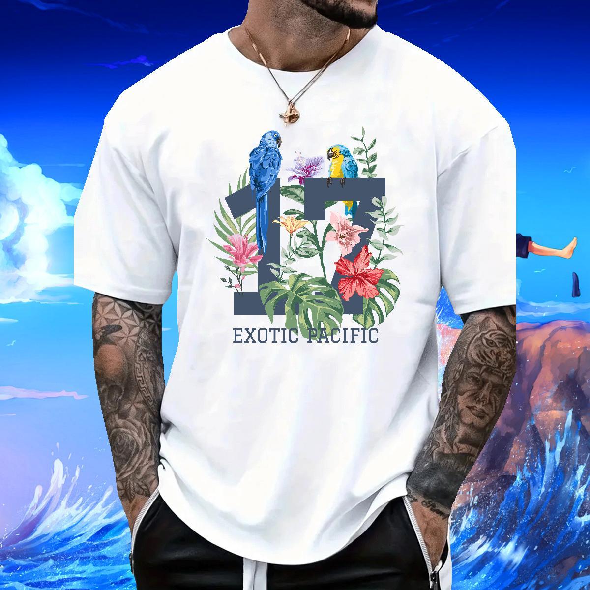 Fashion Design T-Shirts 230g 100% Cotton bird Outdoor Tops Tees Breathable Loose Men Tshirts Customized