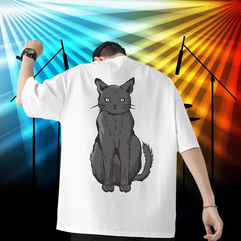 2024 Designer T Shirts Men 100% Cotton 230g cat Daily Outfit Top Tees Breathable Short Sleeve Wholesale Mens Tshirts Customized Print
