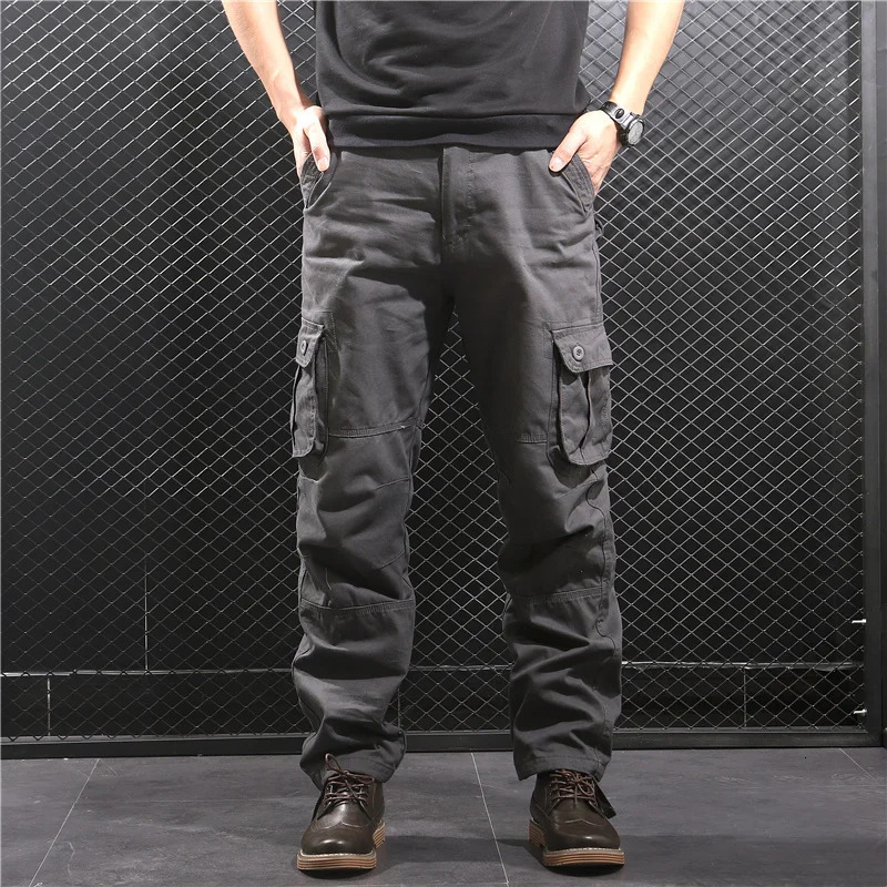Tactical Pants Men Cargo Casual Sports Cotton Trousers Straight Leg Loose Fit Camo Long 240806