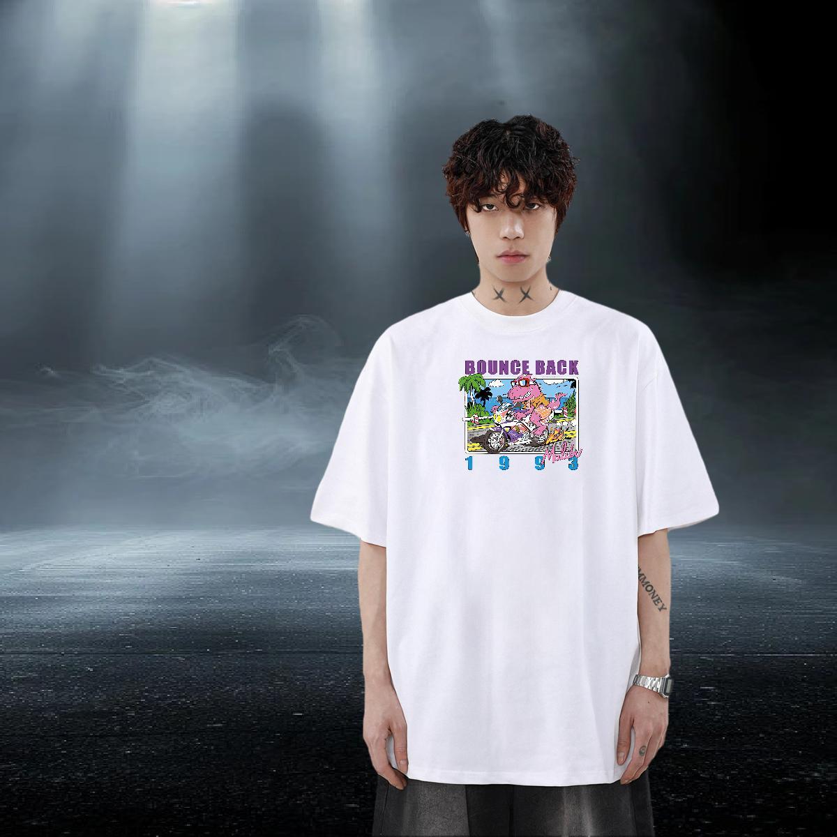 2024 DIY Man T Shirts 230g 100% Cotton dinosaur Anime Printing Street Tee Shirt Round Neck Short Sleeve Soft Men Clothes T-Shirt DIY Printed
