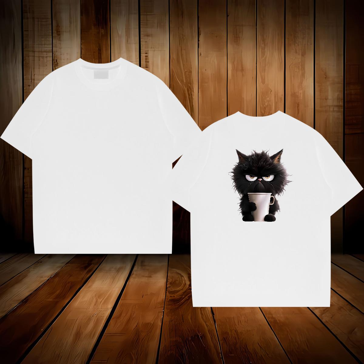 2024 Designer T-Shirts for Men 230g Pure Cotton cat Sports Casual Tops Shirt O Neck Short Sleeves TOP Quality Tshirts Floral Print