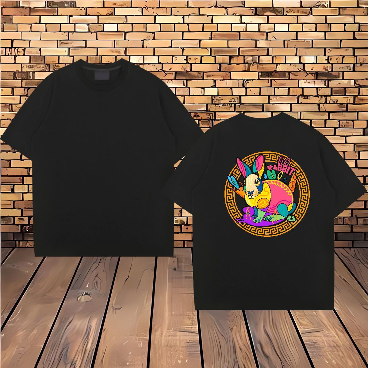 Stylist Man T Shirts 230g Cotton rabbit Street Wear Tees Shirts Crew Neck Brand Men Clothes T-Shirt Floral Print