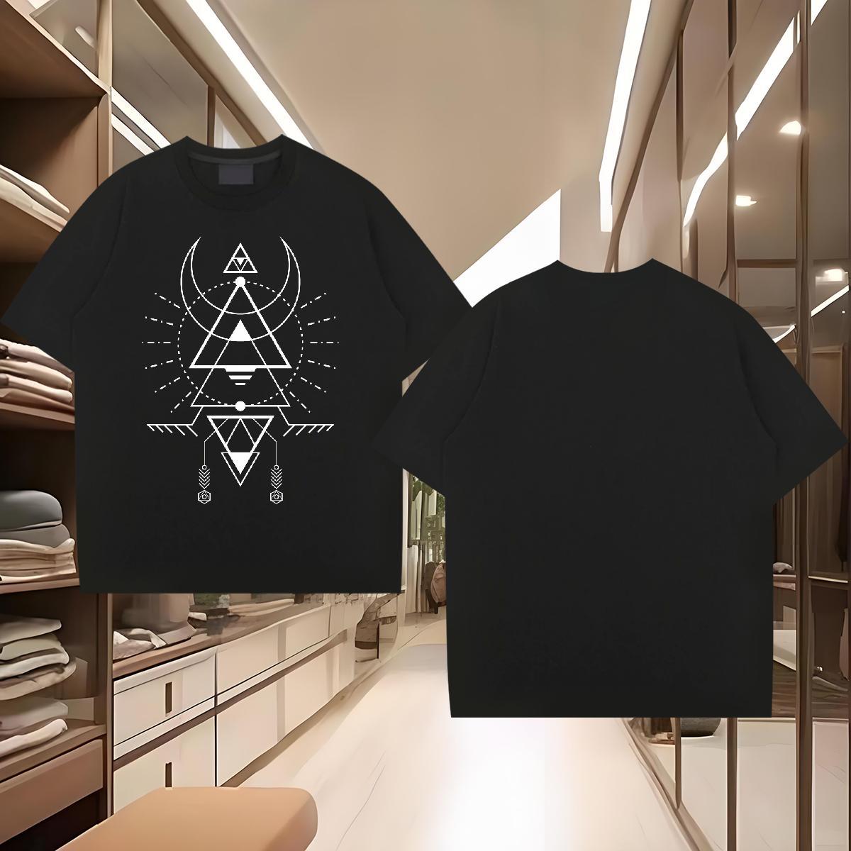 Men T Shirts 230g Cotton Geometric line Street wear Hip Hop Pure Cotton Anime Tshirts 2024 Free Shipping Polos