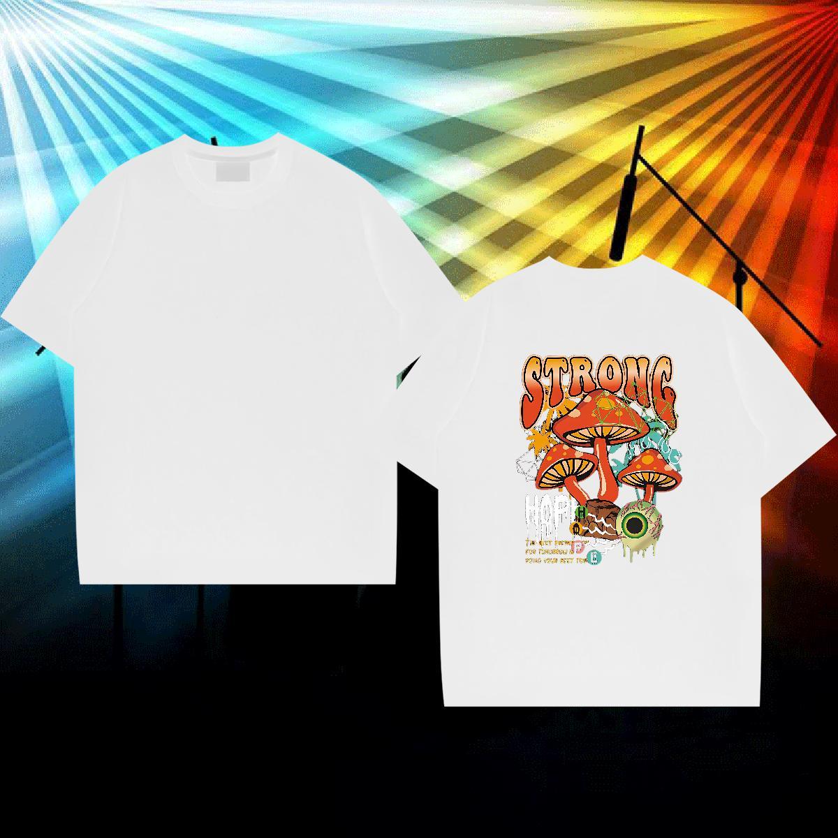 2024 Designer T Shirts Men 100% Cotton 230g mushroom Street Tee Shirt Round Neck Short Sleeve Loose Couples T Shirts Custom Cartoon