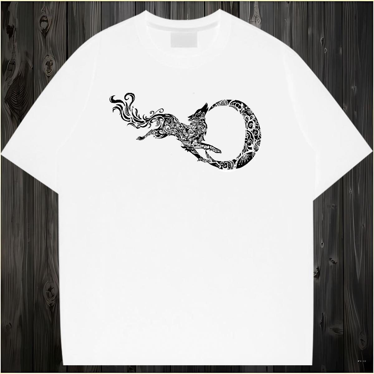 Brand Mens T Shirts 100% Cotton 230g wolf Anime Printing Street Tops Tees O Neck Short Sleeves Free Shipping Mens Tshirts Graphic