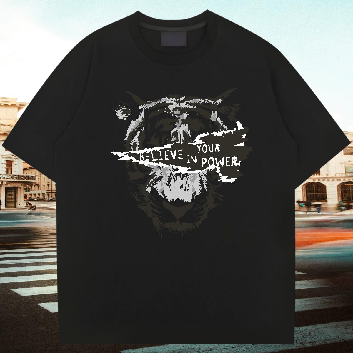 Classic Couples T Shirts 230g 100% Cotton Anime Printing Street tiger Floral Print Round Neck Short Sleeve Fashion Casual Men T Shirts Clothings