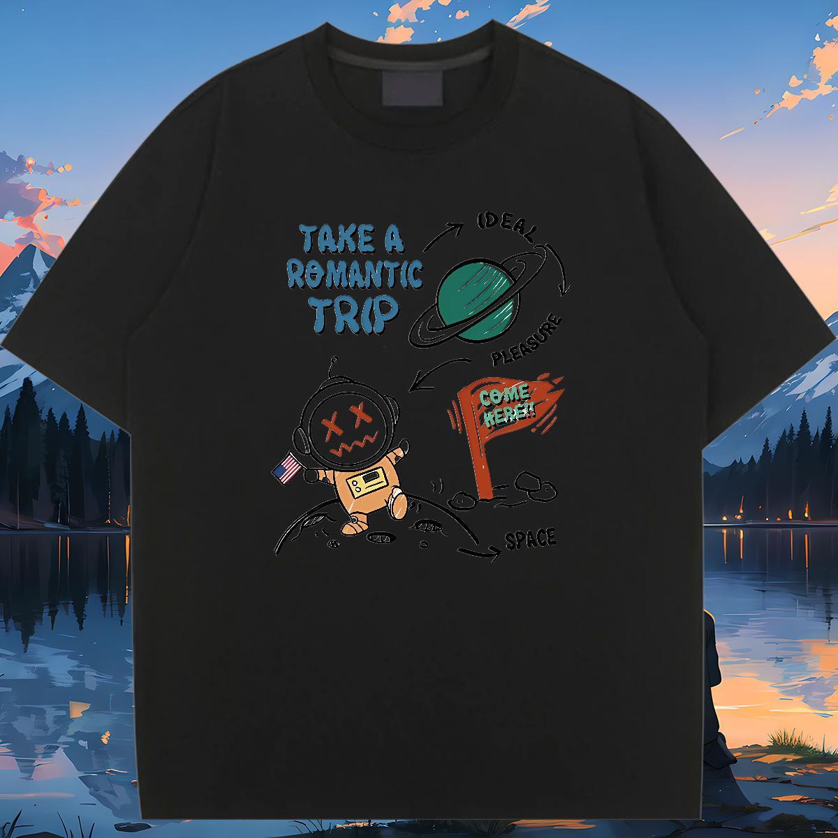 Loose T shirt O Neck Short Sleeves Lady T shirt Plus Size Custom star Hip Hop Street 230g Cotton 2024 Tops