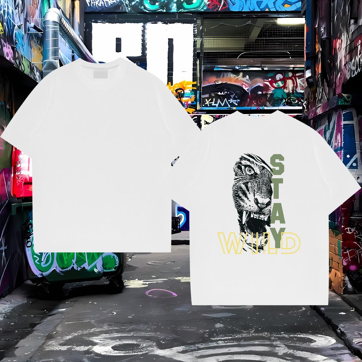 New Designer T Shirts Men 100% Cotton 230g Casual Daily Wear Tops Breathable Short Sleeve Classic Men Tops Tees DIY Anime