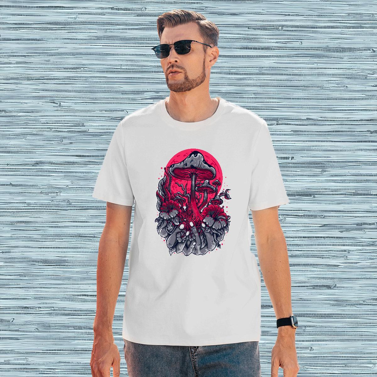 T-Shirts 230g Cotton mushroom Hip Hop Street Short Sleeve O-Neck Anime Print Mens Tshirts Fashion Design Popular Tops Tees