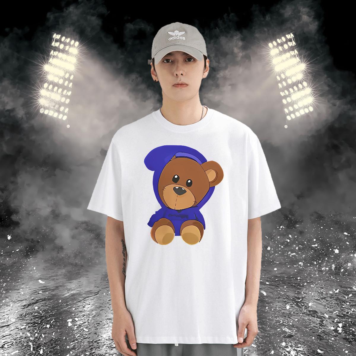 T-Shirts for Men 230g Cotton bear Sport Short Sleeve O-Neck Custom Big Size Men Tees 2024 DIY Wholesale Wear