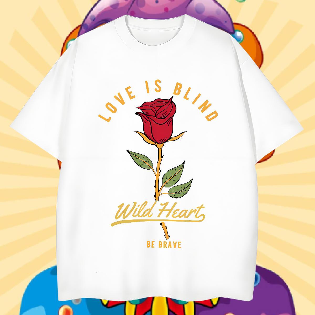 Fashion Design T-Shirts for Men 230g 100% Cotton flower Street Tops Tees Breathable Crew Neck Unisex Men Tees Black White