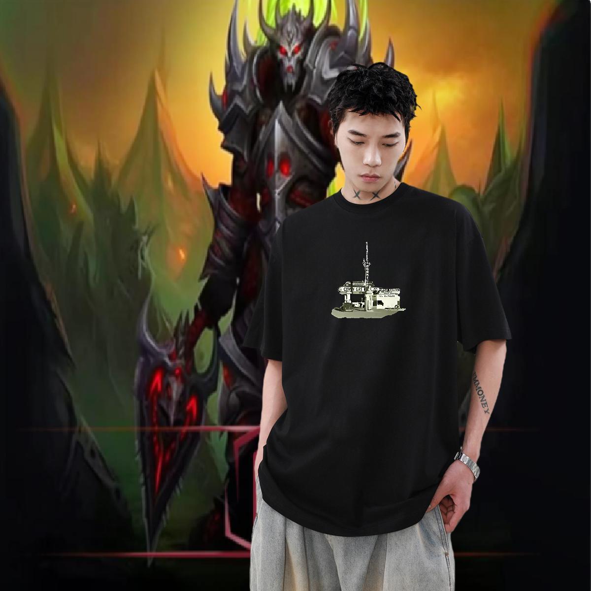 Classic Casual T Shirt For Man 100% Cotton 230g house Sports Casual Wear Breathable Crew Neck Soft Mens Tshirts DIY Anime