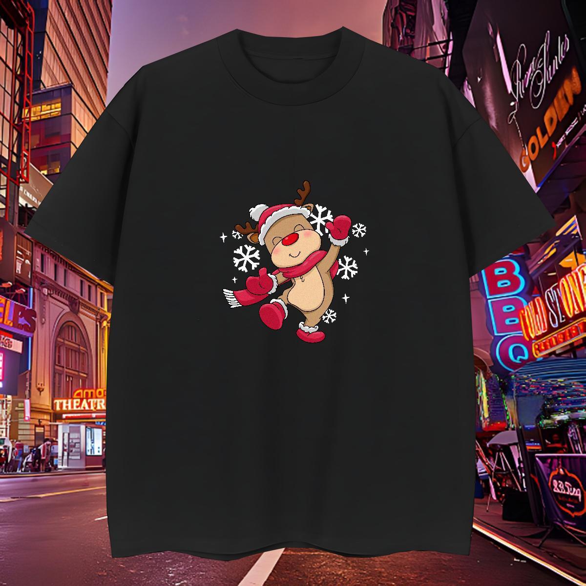 Wholesale Tshirts 100% Cotton 230g Christmas Mens T Shirts High Street Hip Hop Crew Neck Breathable Customized Print Fashion New Tops Tees