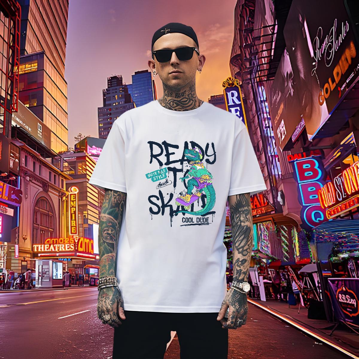 Loose Fit Tshirt for Man Woman 230g 100% Cotton dinosaur Men T Shirts Casual Daily Wear O Neck Short Sleeves DIY 2024 Designer Tops Tees