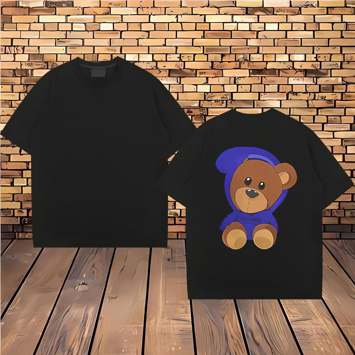 Brand T-Shirts for Men 100% Cotton 230g bear Daily Wear Tops Tees Crew Neck Cool Design Couples T Shirts Custom Anime
