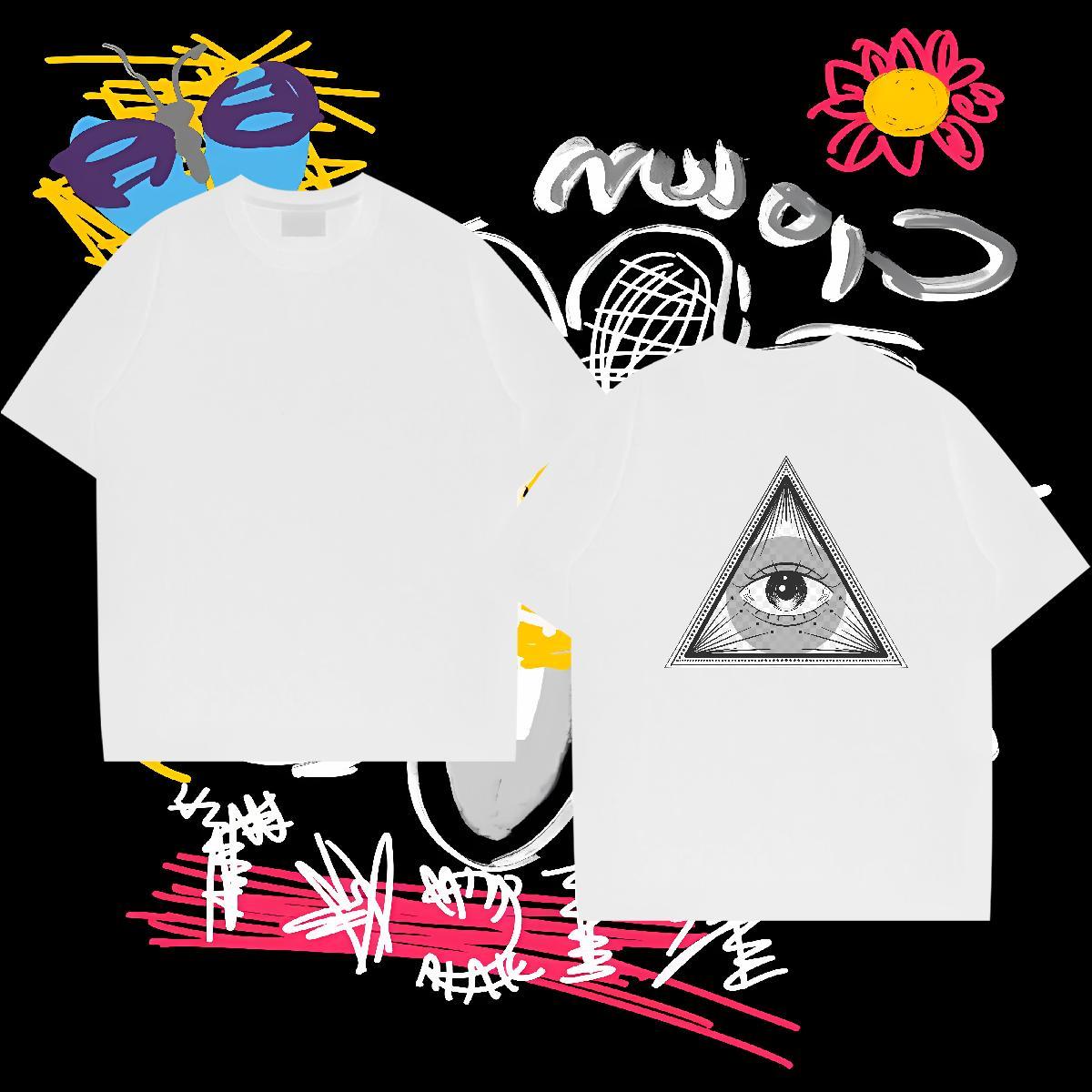 Stylist T-Shirts for Men eye of the devil Clothings 230g Pure Cotton Spring Summer Wholesale Graphic Breathable Short Sleeve Tshirts