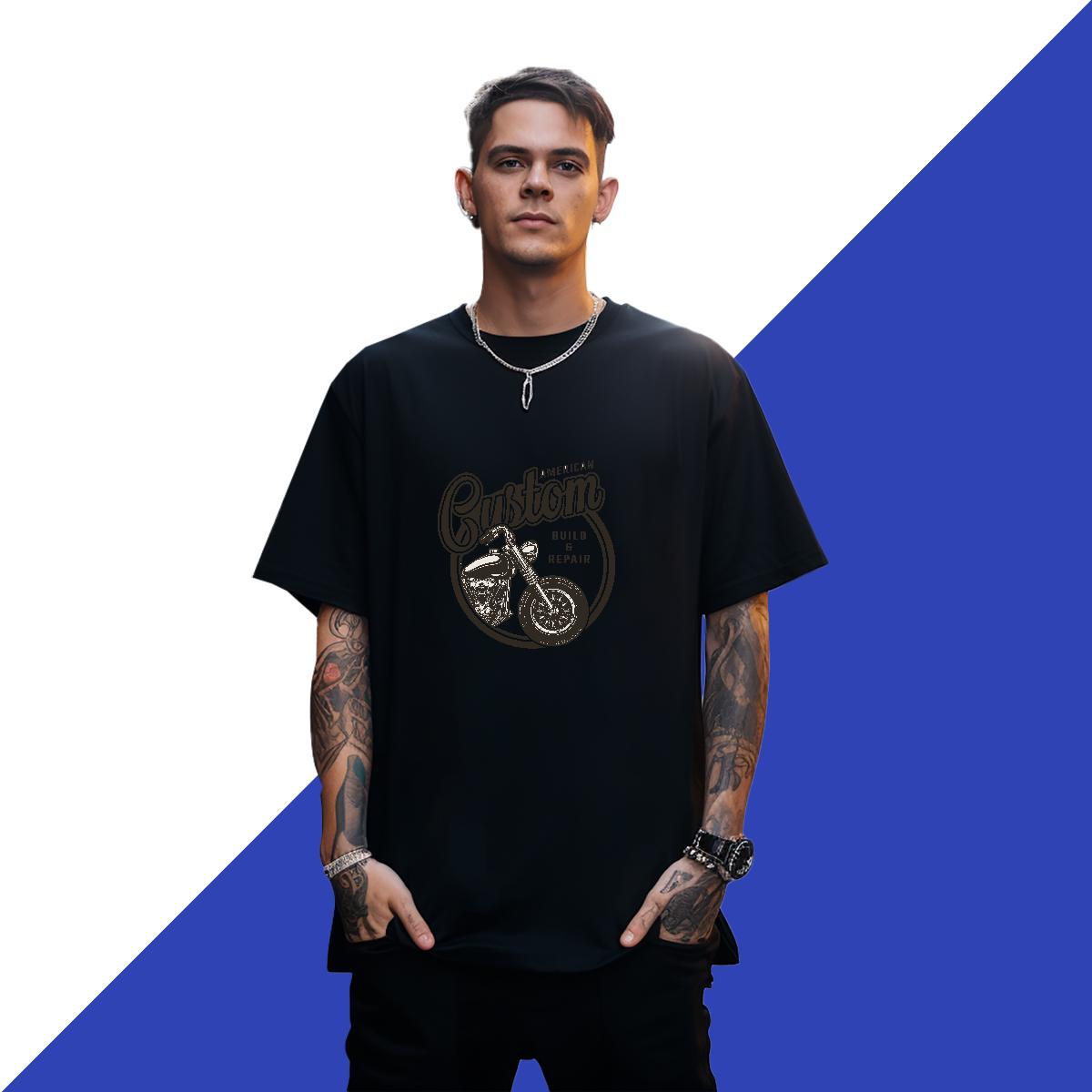 Cool Mens Tshirts 230g Cotton Casual Daily Wear Motorcycle Custom Printing Pure Cotton Fashion Casual T Shirts Men Tops Tees