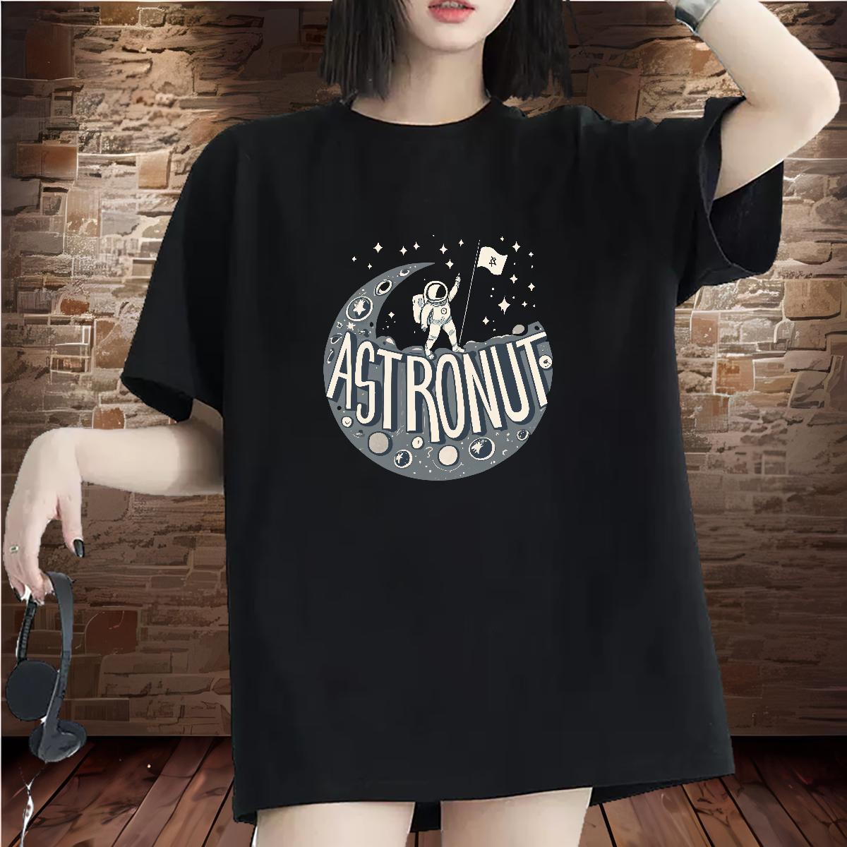 Wholesale T Shirt For Woman Short sleeve Soft Woman Tshirt Cartoon Anime spaceman Home Outdoor 230g Cotton TOP Quality Wear