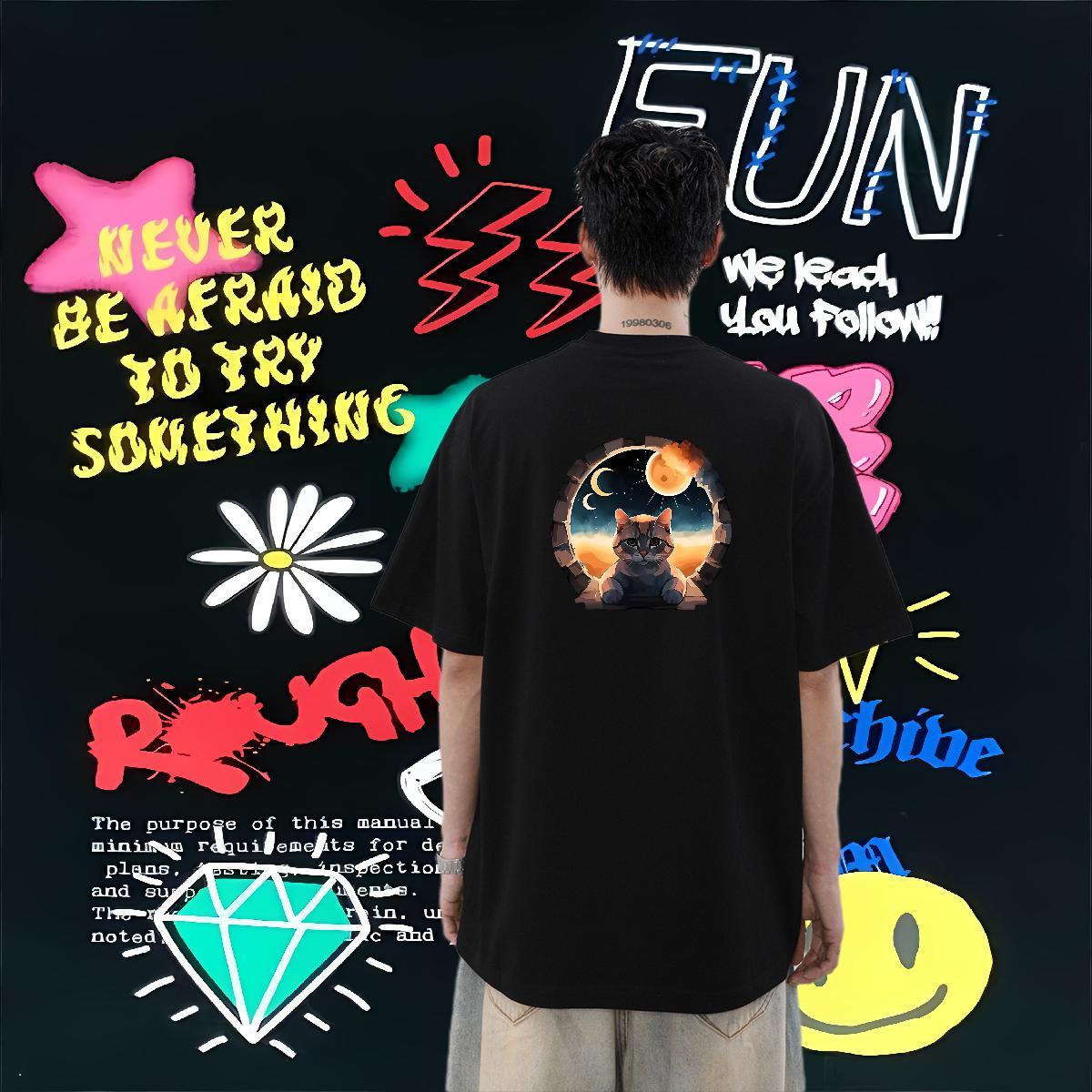 2024 T shirt 230g 100% Cotton Casual Daily Wear Clothes Round Neck Short Sleeve Cool Couples T Shirts DIY Printed