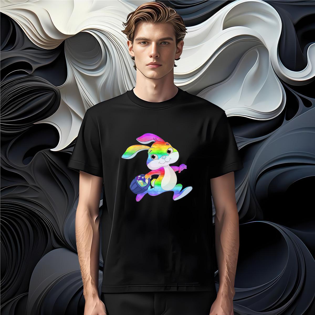 Customized Man T Shirts 230g Cotton rabbit Casual Beach Tops Breathable Soft Classic Couples T Shirts DIY Anime