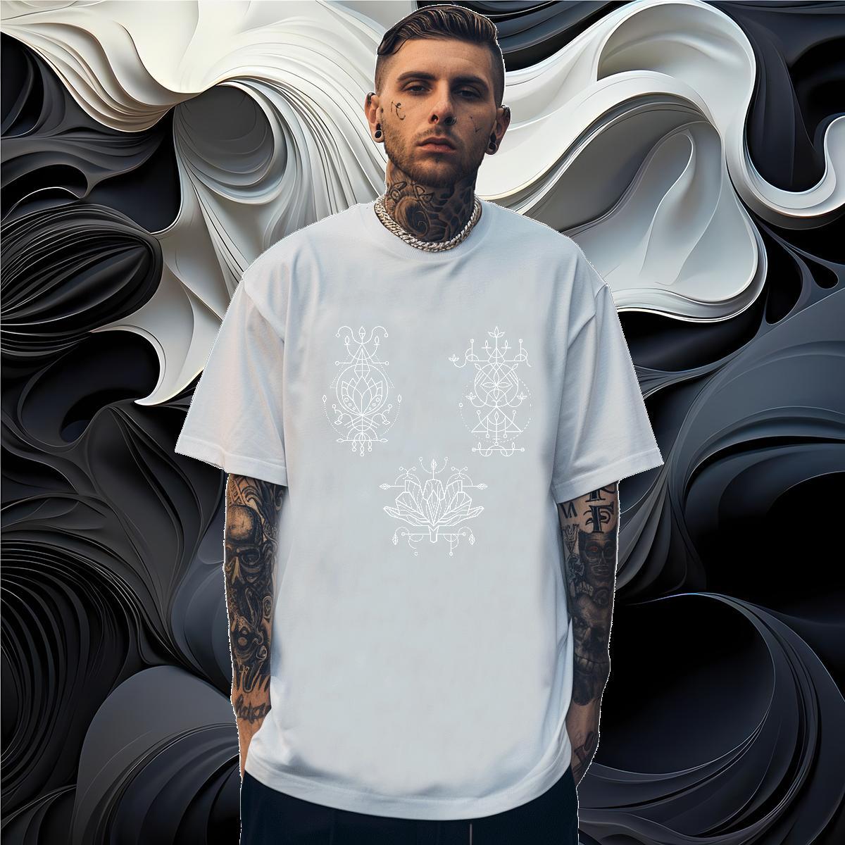 Men T Shirts 230g Pure Cotton Lines Home Outdoor O Neck Short Sleeves Custom Printed Men Tops Tees Fashion Casual High Quality Tees Shirts