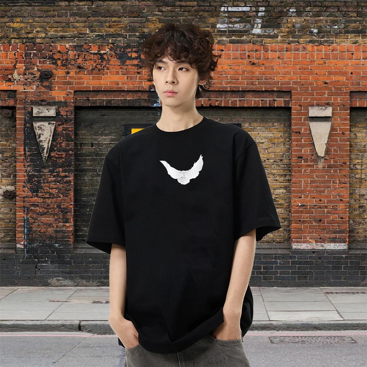 Comfortable Tshirt for Man Woman 100% Cotton 230g Casual Beach eagle Floral Print Short Sleeve Soft DIY T Shirt For Man Tee Shirt