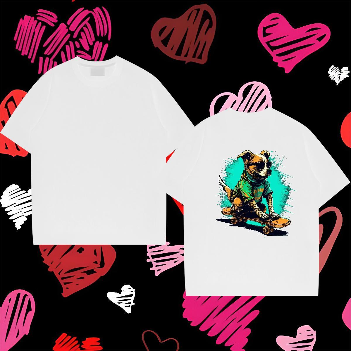 New T-Shirts 230g Pure Cotton dog Casual Tshirts O Neck Short Sleeves Comfortable Men Tees Oversized 3XL 4XL