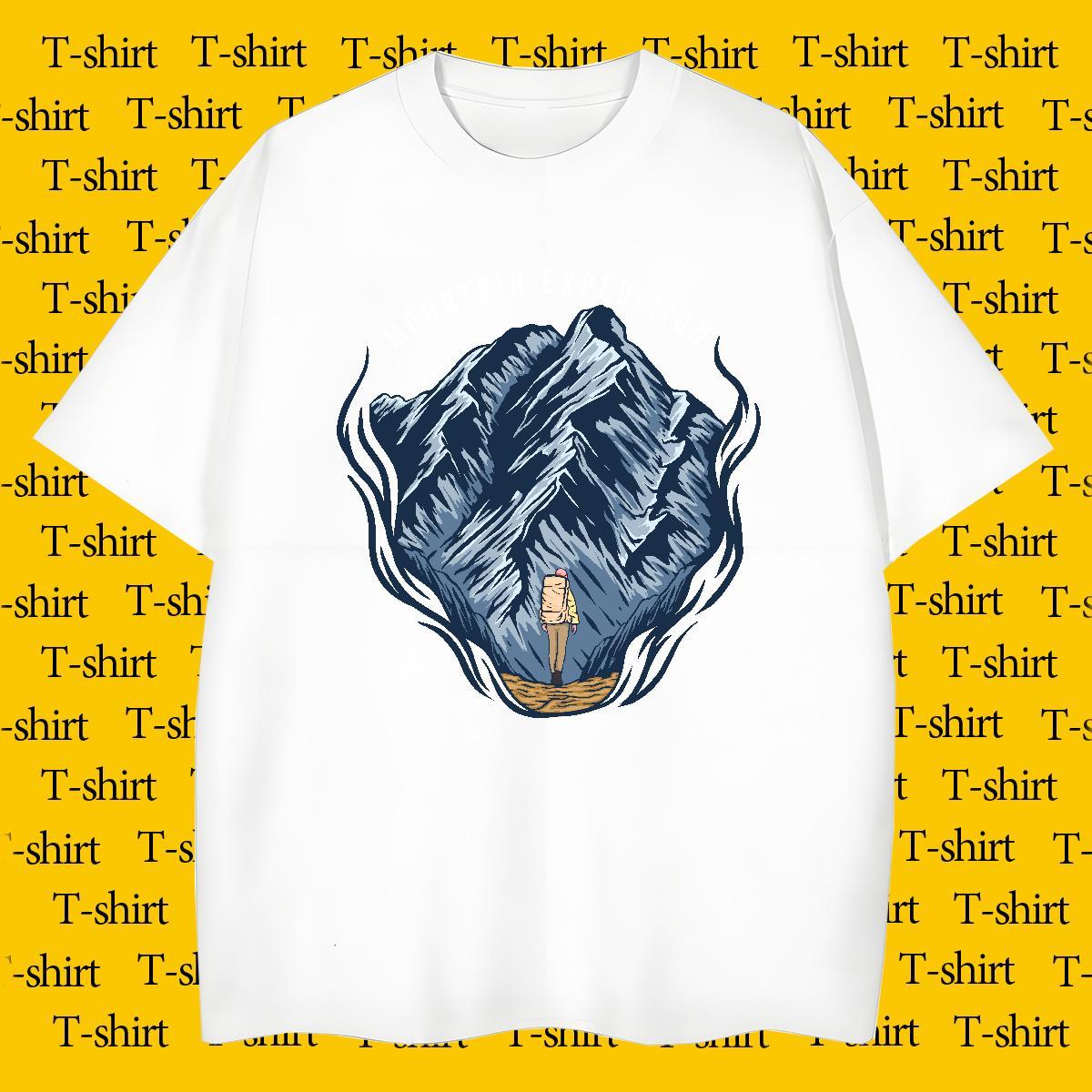 Cool Mens Tshirts 230g 100% Cotton Sports Casual mountains Floral Print Crew Neck Breathable Designer T Shirts Men Top Tees