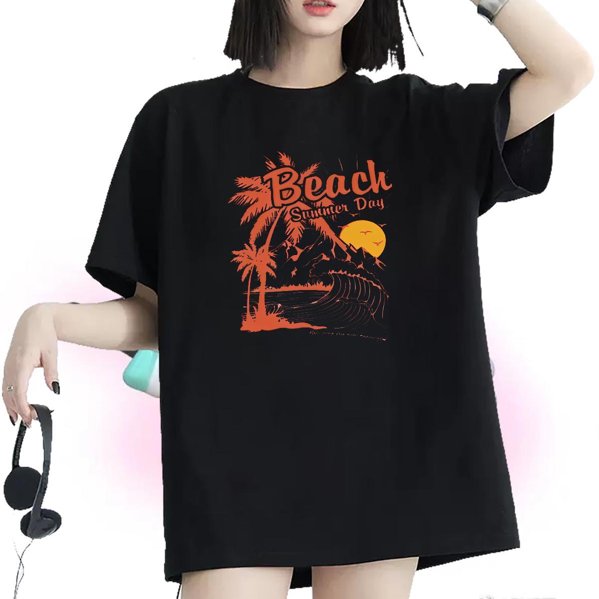 Comfortable Women T Shirts Breathable Short Sleeve Couples T Shirts DIY Anime sea Daily Wear 230g Pure Cotton Fashion New Tshirts