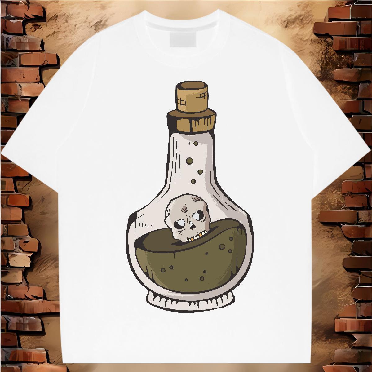 Brand Men T Shirts 230g Cotton skull Sports Casual Tee Shirt Pure Cotton High Quality Tshirts Custom Big Size