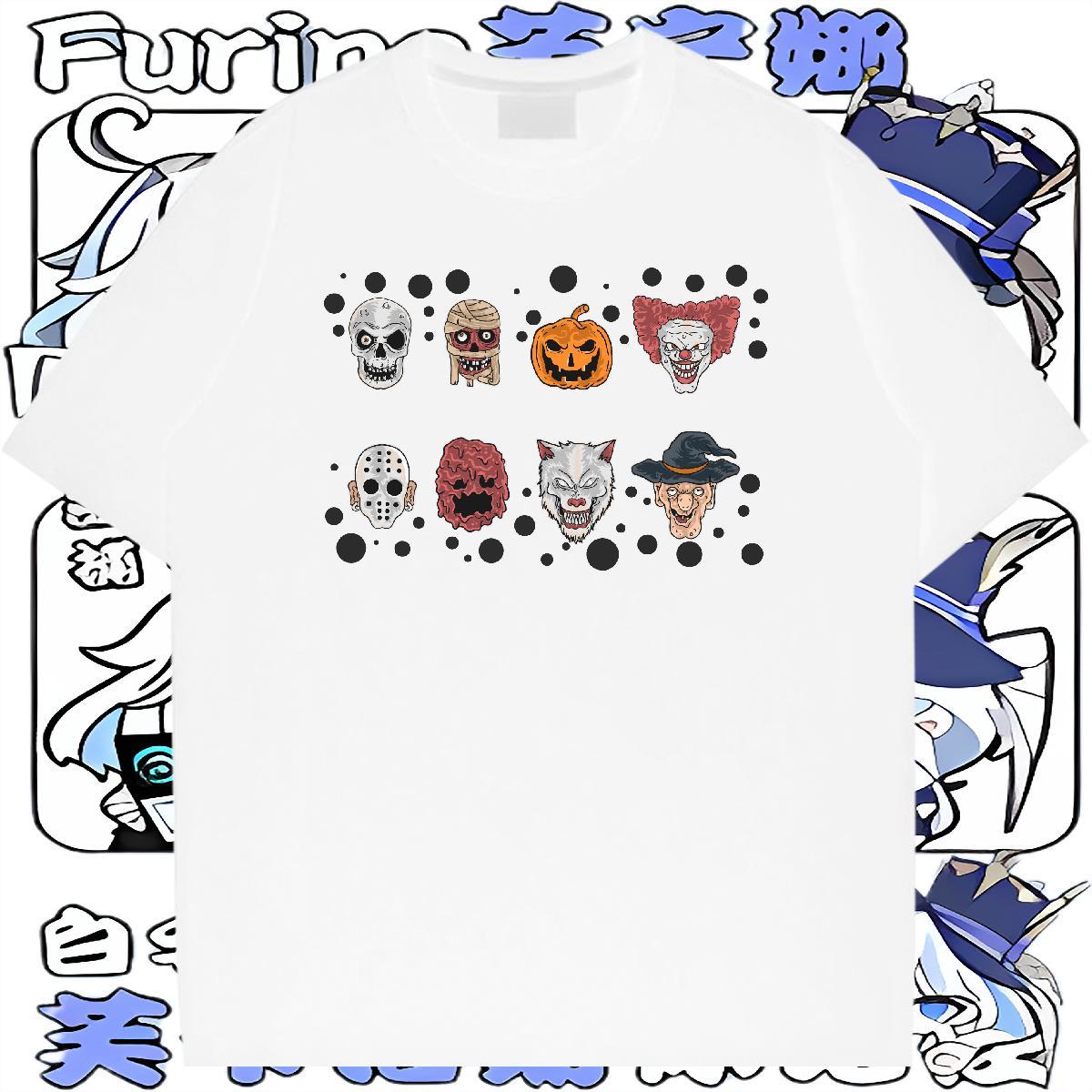 2024 Summer T Shirts Men 230g Pure Cotton Halloween High Street Hip Hop Tees Crew Neck Comfortable Tshirts Customized Print