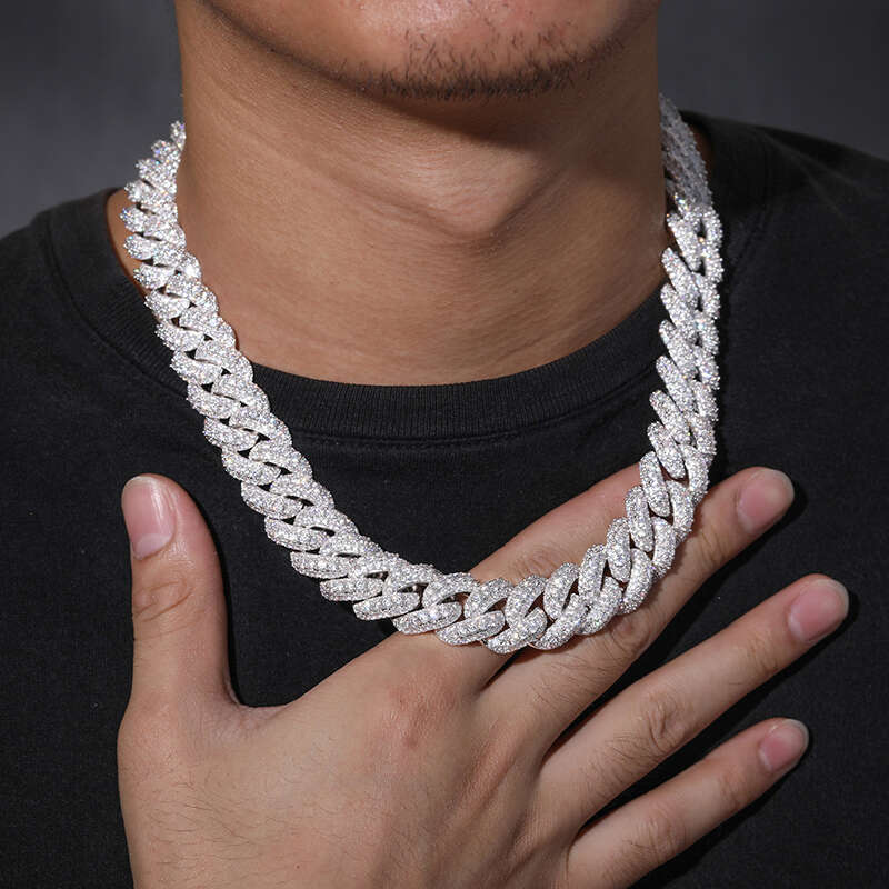 Jewelry Hip Hop Men Bling 18mm CZ Zircon Diamond Iced Out Cuban Link Chain For Rapper