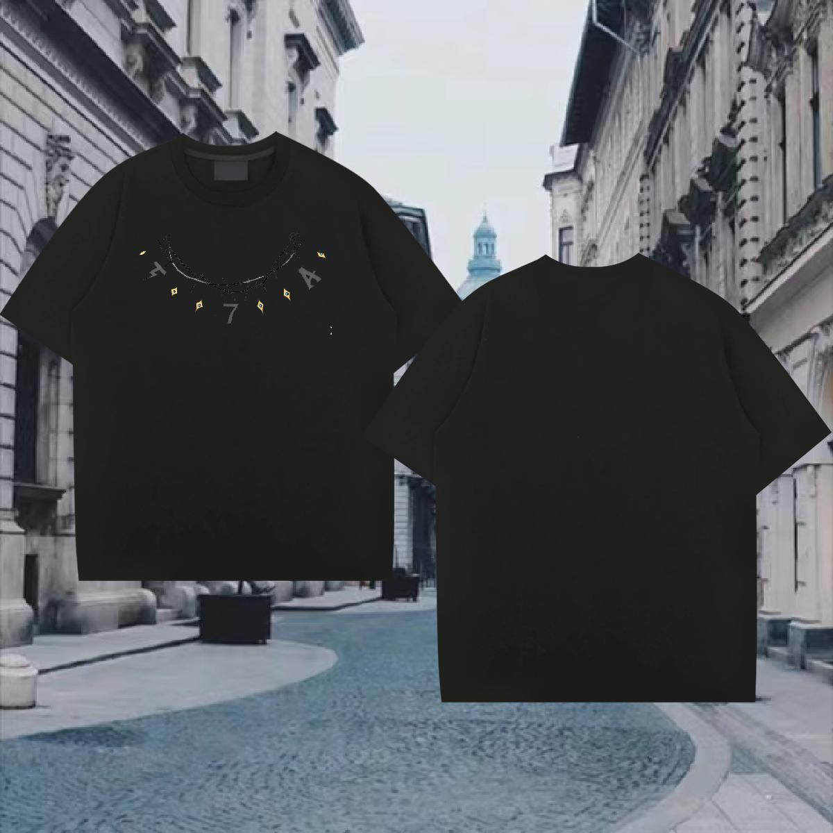 T Shirt For Man 230g Cotton painting Daily Outfit Short Sleeve O-Neck Skull Mens Tshirts Casual New Free Shipping Tops