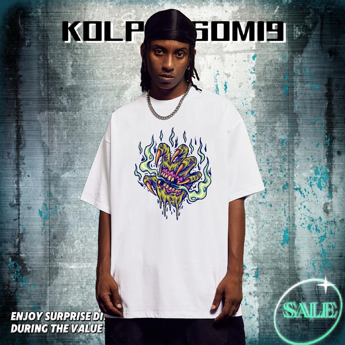 Loose Mens Tshirts 230g Pure Cotton Street Wear ET Custom Cartoon Crew Neck Breathable Fashion Design T shirt Tops