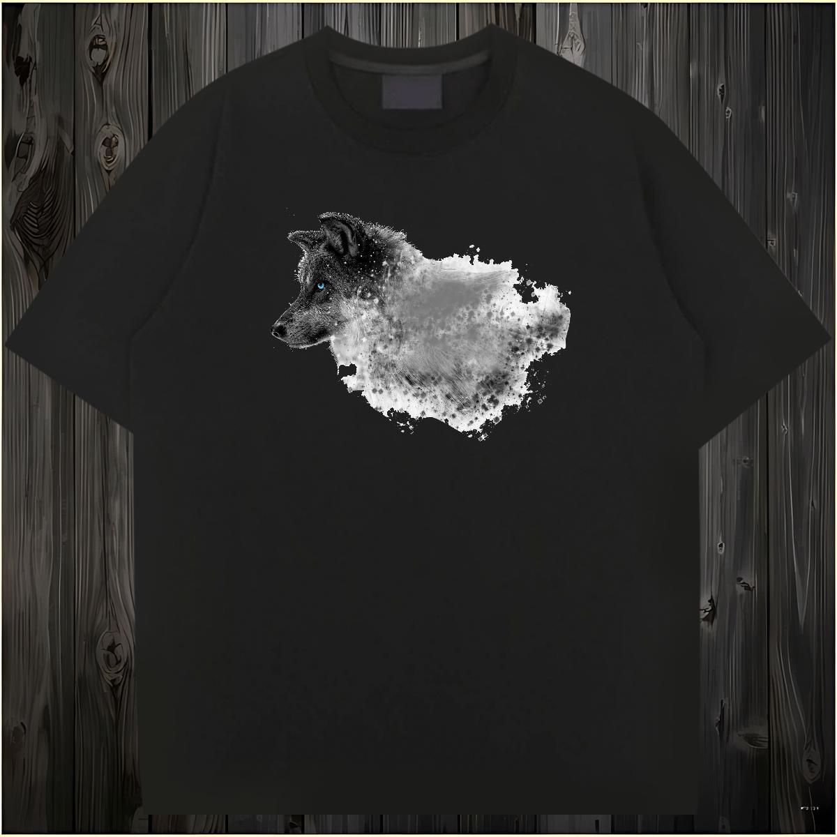 T Shirt For Man 230g 100% Cotton wolf Home Outdoor Breathable Crew Neck Skull Men Tshirts Designer Fashion Cool Design Polos