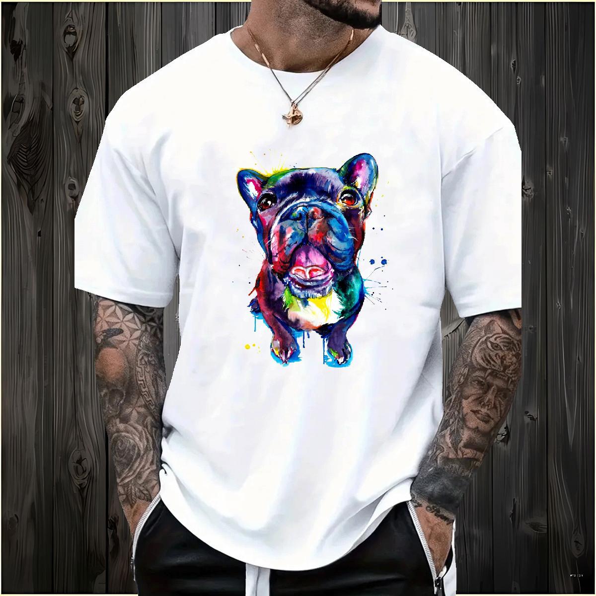 Custom Men T Shirts 230g Pure Cotton Dog Casual Tees Breathable Short Sleeve Popular Men Tops Tees Custom Anime