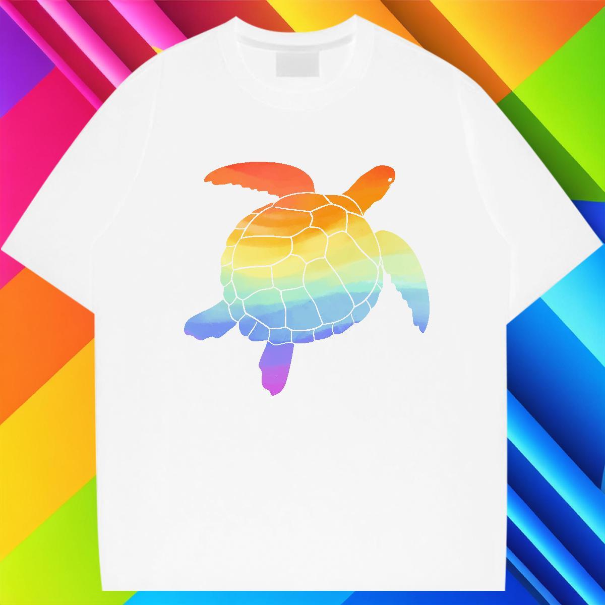 Brand Tshirt for Man Woman 100% Cotton 230g Street tortoise Cartoon Print Crew Neck 2024 Summer T Shirts Men Tops