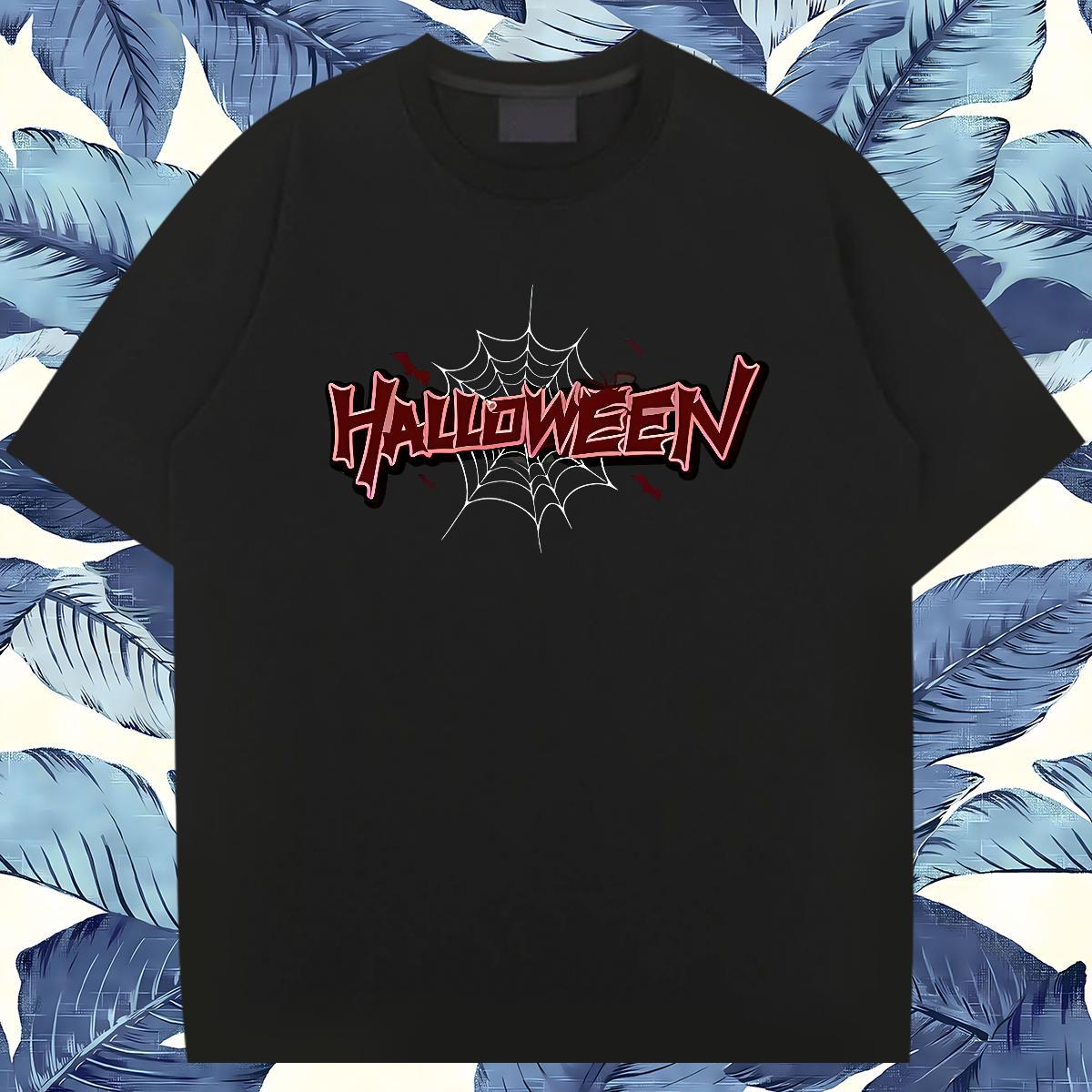Fashion Designer T Shirts Men 230g 100% Cotton halloween Beach Tshirts O-Neck Short Sleeve Loose Fit Men Tees Skull