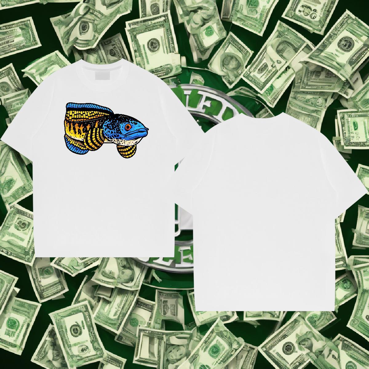 2024 New T-Shirts for Men 230g 100% Cotton fish Home Outdoor Tees Shirts Breathable Short Sleeve TOP Quality Mens Tshirts Custom Cartoon