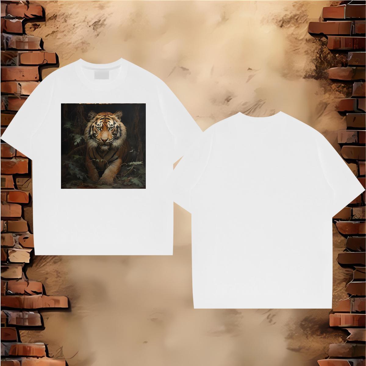 DIY Man T Shirts 230g Cotton tiger Spring Summer Wear Breathable Crew Neck Wholesale Couples T Shirts Custom Printing