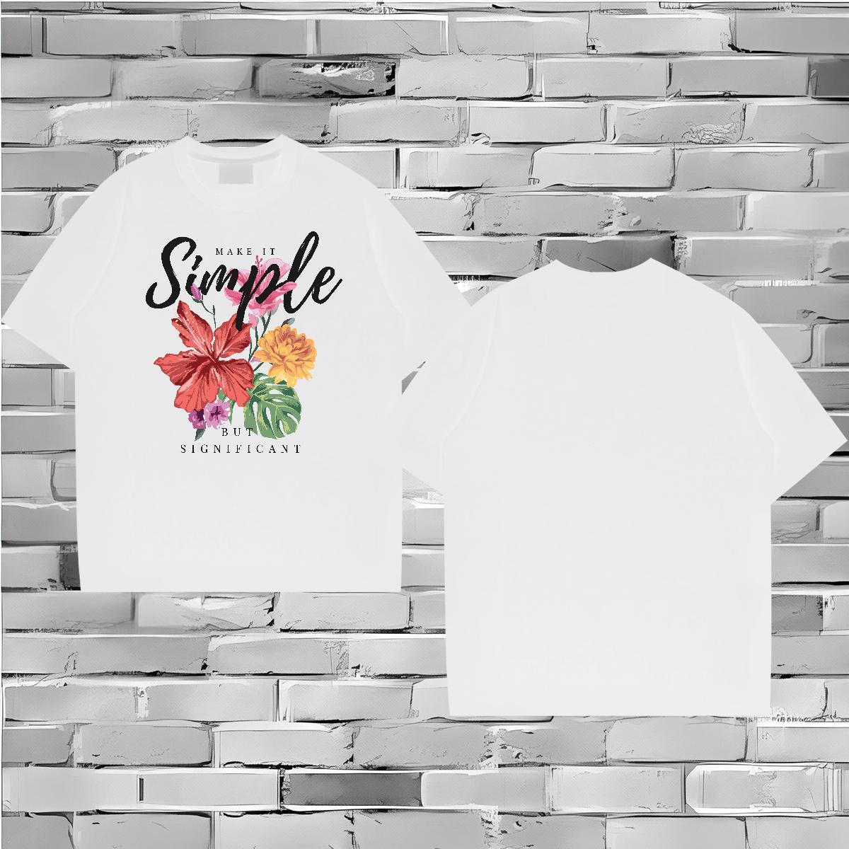 Free Shipping T-Shirts 230g Pure Cotton flower Hip Hop Street Top Tees Crew Neck Breathable Unisex Tshirts Anime