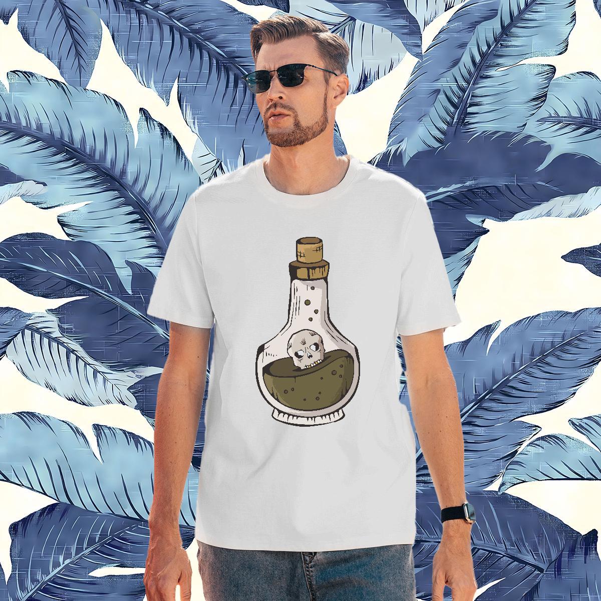 Fashion Casual T-Shirts 100% Cotton 230g bottle Anime Printing Street Tops Shirt Breathable Crew Neck Cool Design Mens Tshirts Floral Print