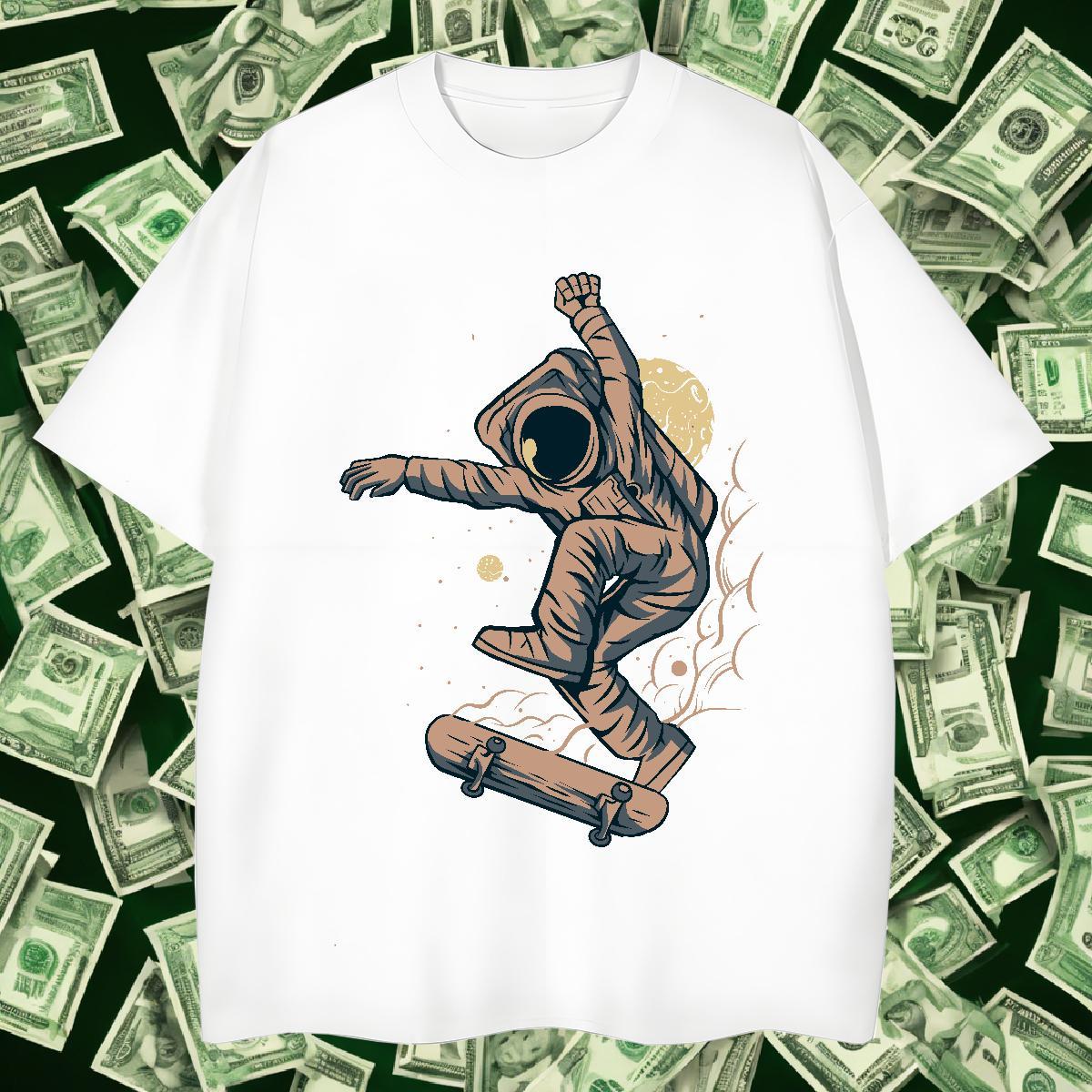 Man T Shirts 100% Cotton 230g universe Street Wear Short Sleeve O-Neck Cartoon Print Men Tshirts 2024 DIY Unisex Top Tees